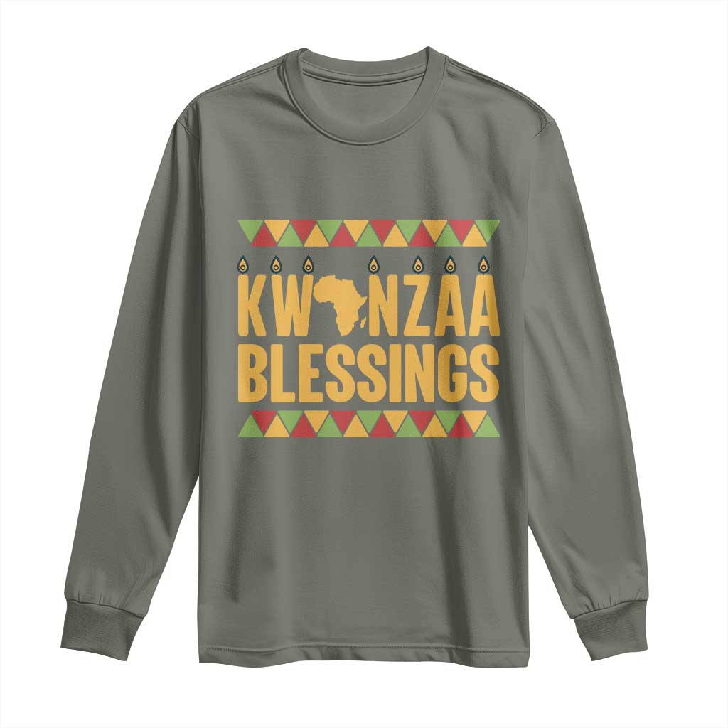 Kwanzaa Blessings Long Sleeve Shirt Kinara Light African Heritage Gift - Wonder Print Shop