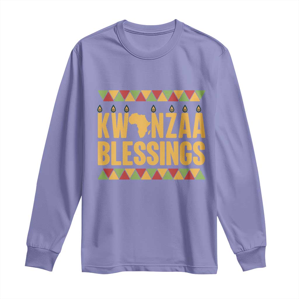 Kwanzaa Blessings Long Sleeve Shirt Kinara Light African Heritage Gift - Wonder Print Shop