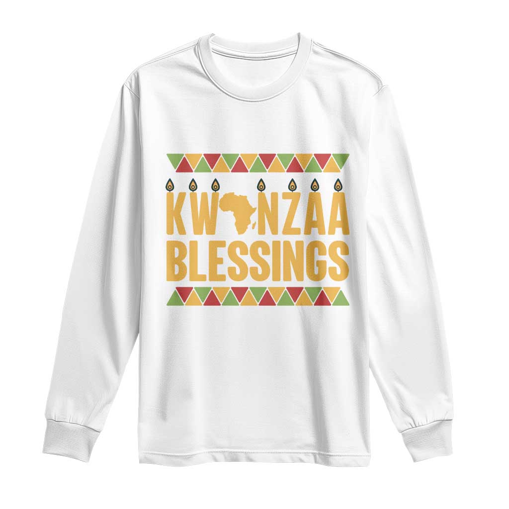 Kwanzaa Blessings Long Sleeve Shirt Kinara Light African Heritage Gift - Wonder Print Shop
