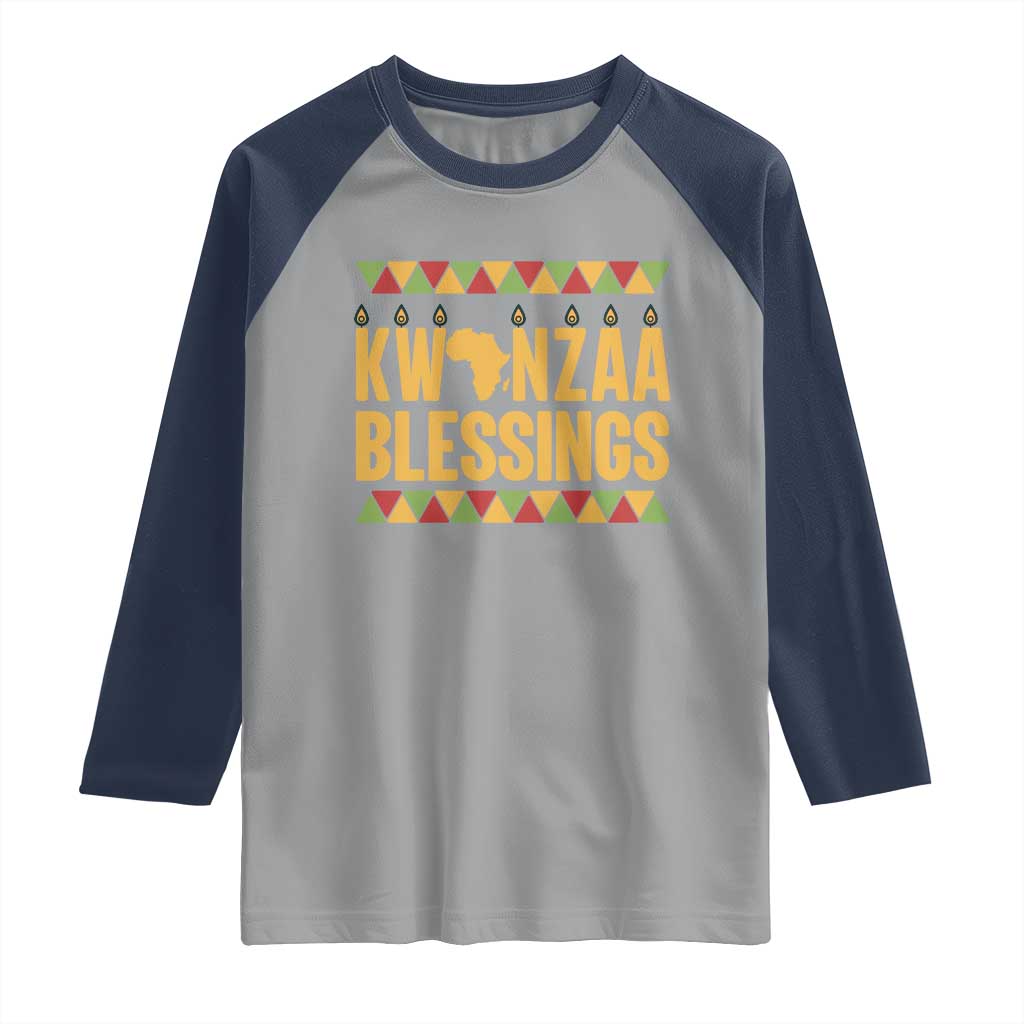 Kwanzaa Blessings Raglan Shirt Kinara Light African Heritage Gift - Wonder Print Shop