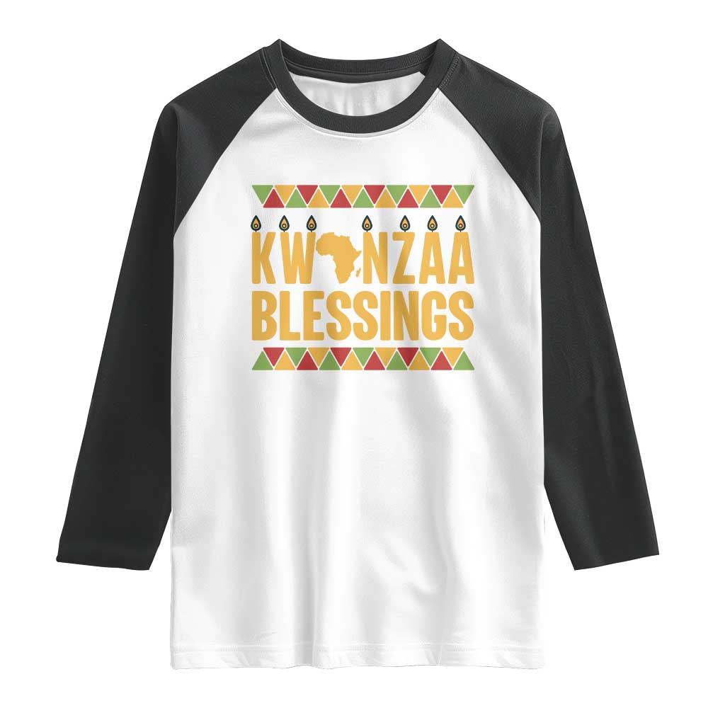 Kwanzaa Blessings Raglan Shirt Kinara Light African Heritage Gift - Wonder Print Shop