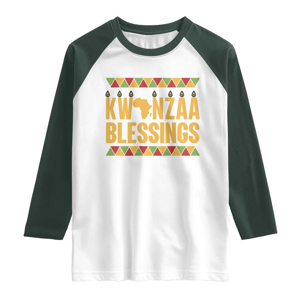Kwanzaa Blessings Raglan Shirt Kinara Light African Heritage Gift - Wonder Print Shop