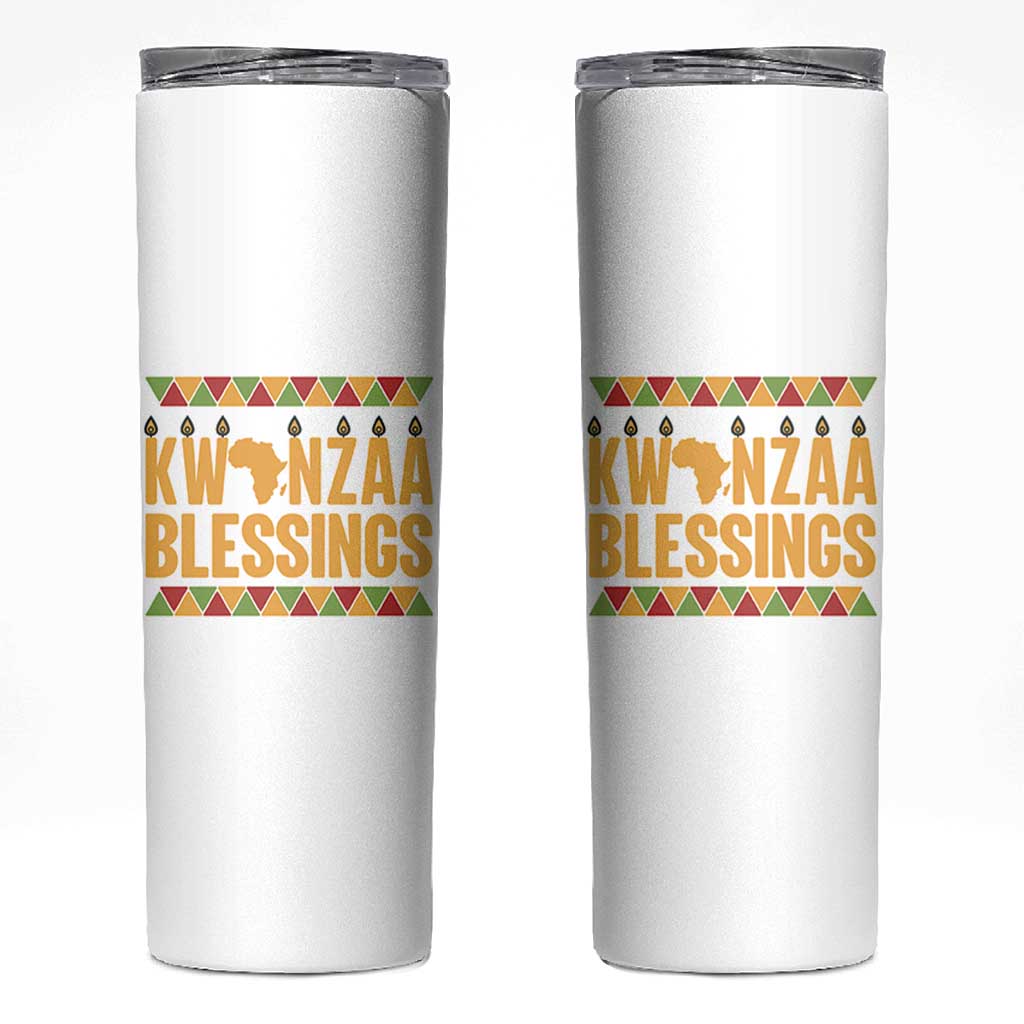 Kwanzaa Blessings Skinny Tumbler Kinara Light African Heritage Gift - Wonder Print Shop