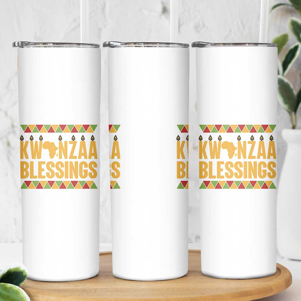 Kwanzaa Blessings Skinny Tumbler Kinara Light African Heritage Gift - Wonder Print Shop