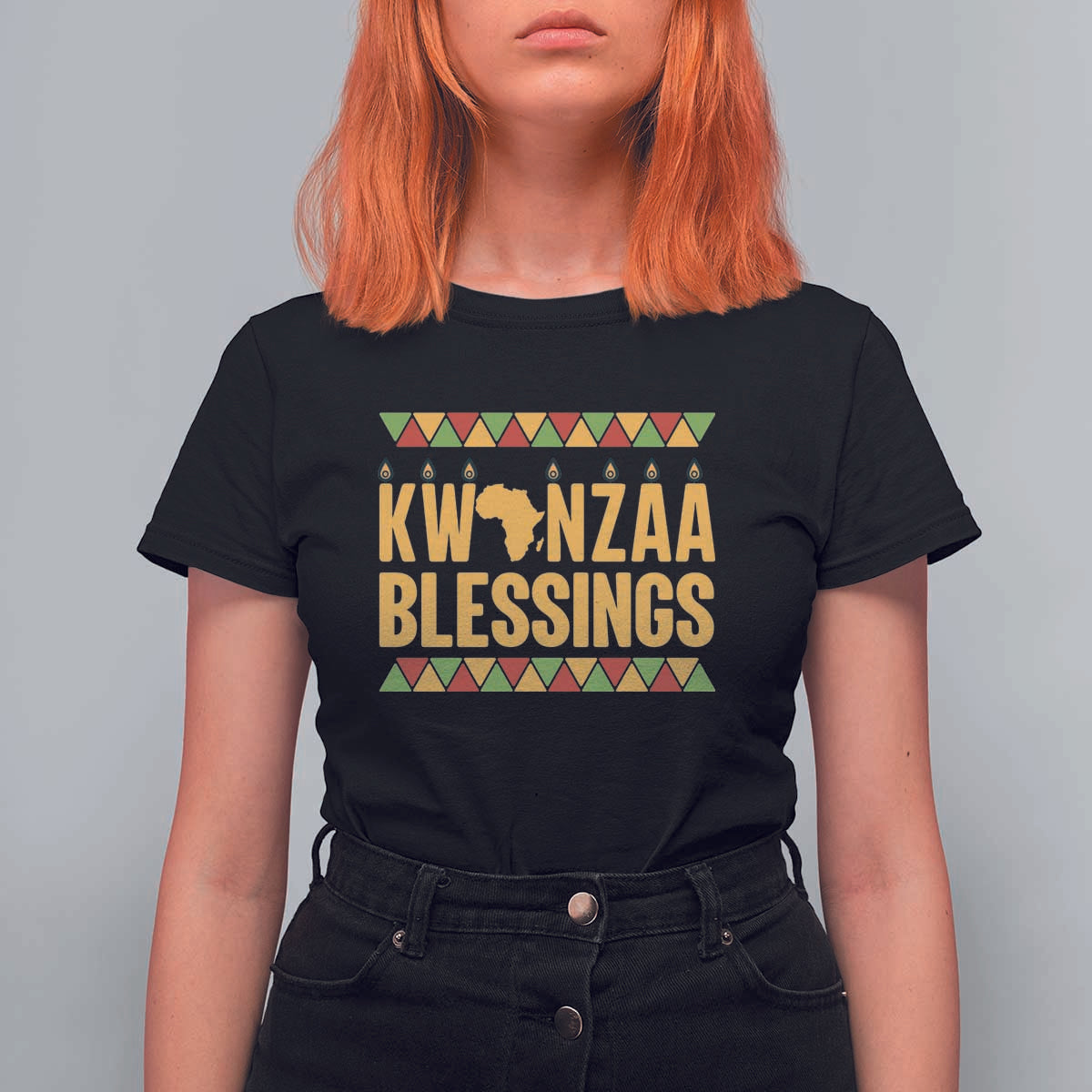 Kwanzaa Blessings T Shirt For Women Kinara Light African Heritage Gift - Wonder Print Shop