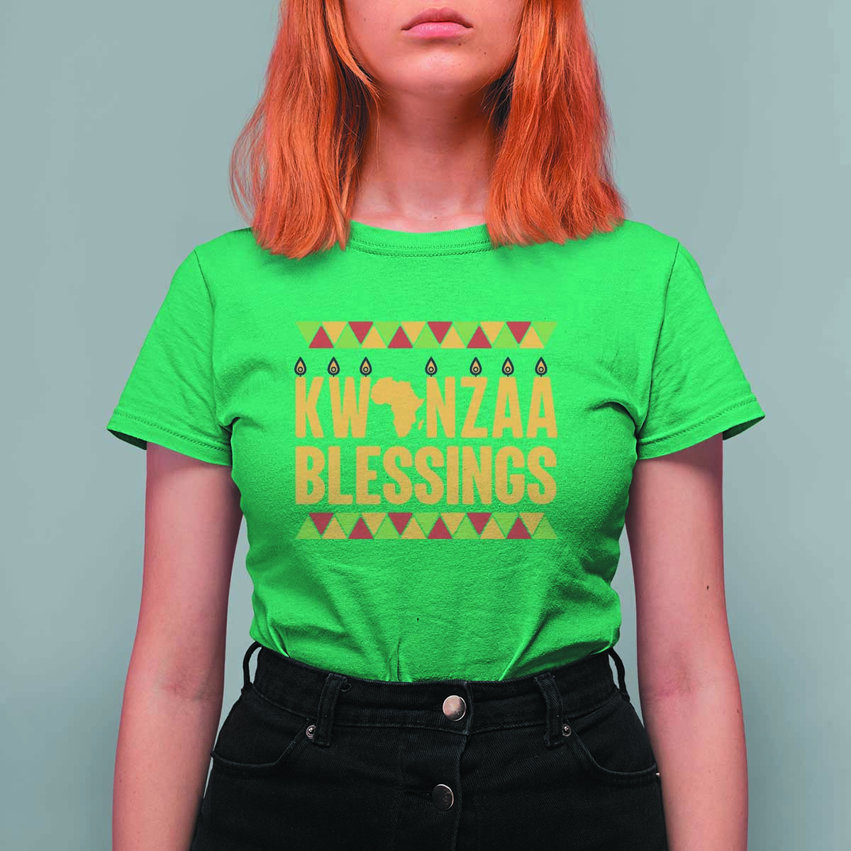 Kwanzaa Blessings T Shirt For Women Kinara Light African Heritage Gift - Wonder Print Shop