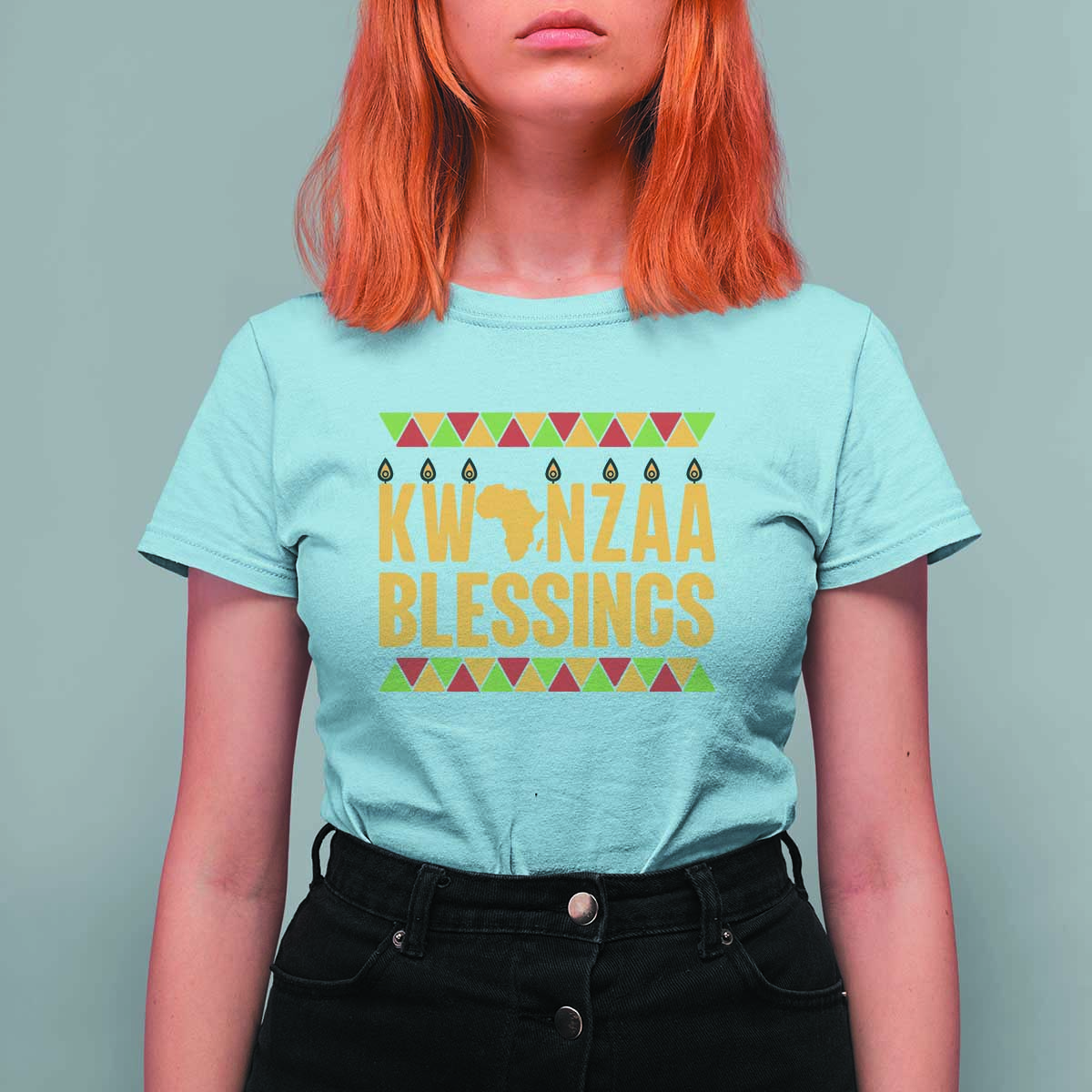 Kwanzaa Blessings T Shirt For Women Kinara Light African Heritage Gift - Wonder Print Shop
