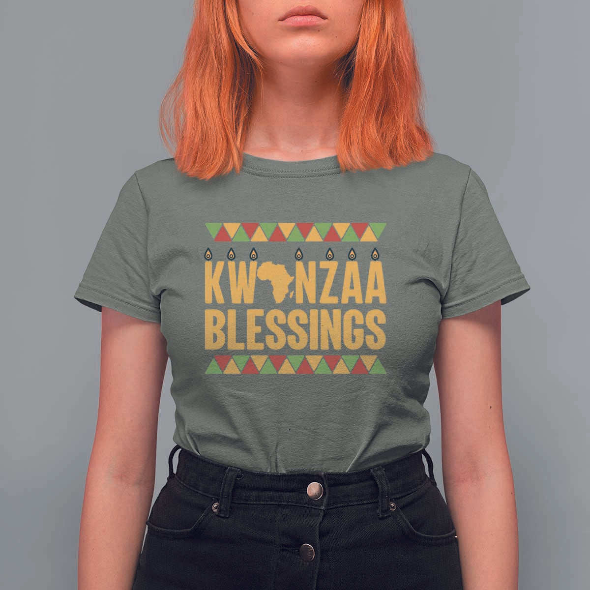 Kwanzaa Blessings T Shirt For Women Kinara Light African Heritage Gift - Wonder Print Shop