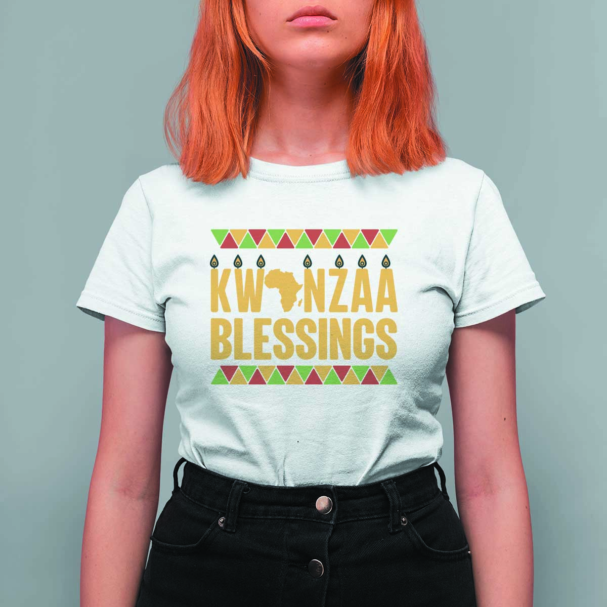 Kwanzaa Blessings T Shirt For Women Kinara Light African Heritage Gift - Wonder Print Shop