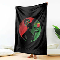 African Woman With Kinara Throw Blanket Happy Kwanzaa Cultural Pride Gift - Wonder Print Shop