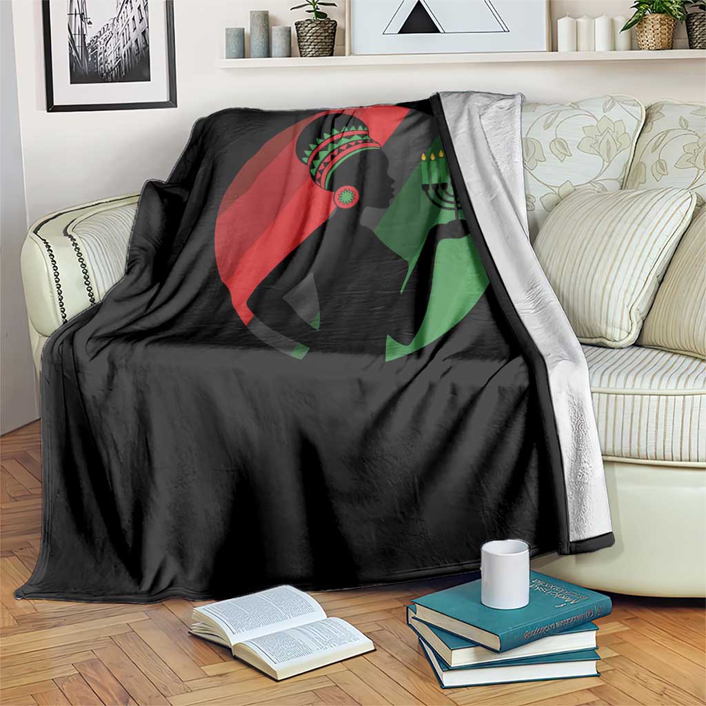 African Woman With Kinara Throw Blanket Happy Kwanzaa Cultural Pride Gift - Wonder Print Shop