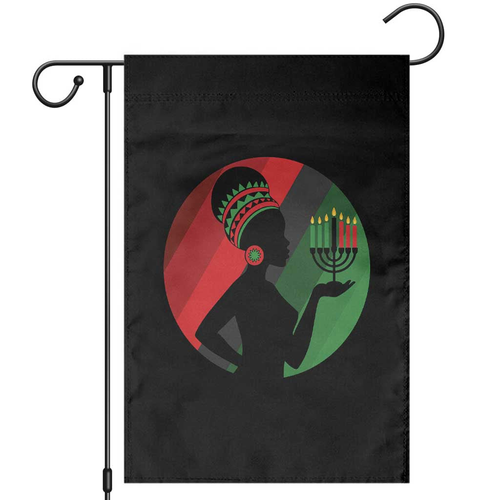 African Woman With Kinara Garden Flag Happy Kwanzaa Cultural Pride Gift - Wonder Print Shop