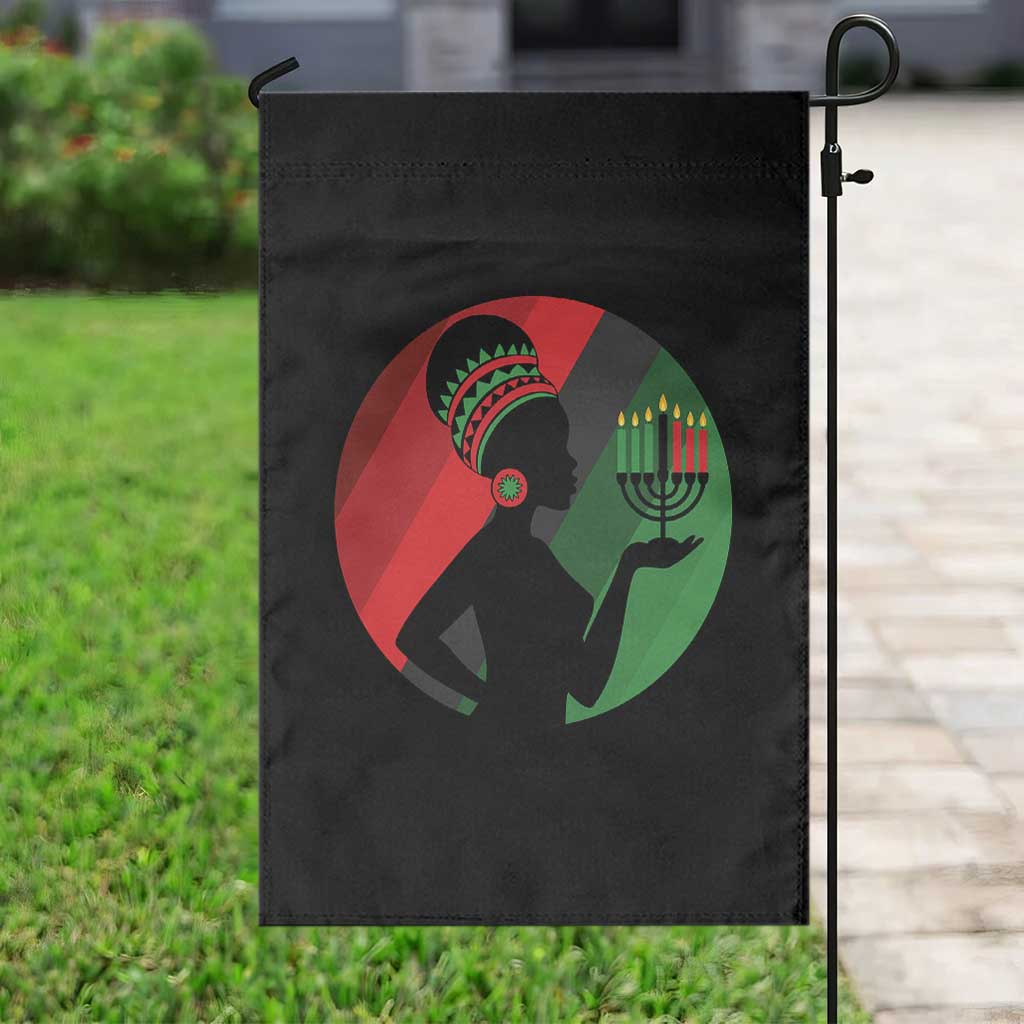African Woman With Kinara Garden Flag Happy Kwanzaa Cultural Pride Gift - Wonder Print Shop
