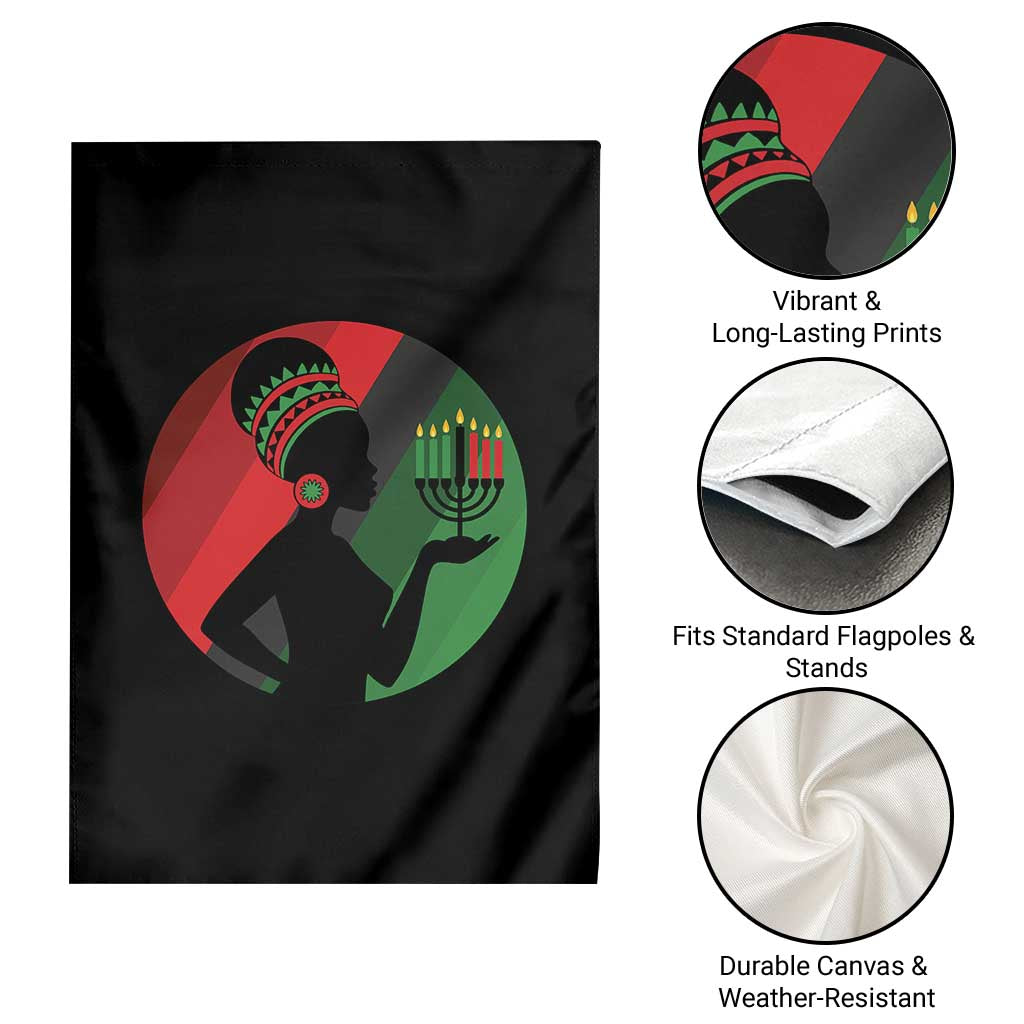 African Woman With Kinara Garden Flag Happy Kwanzaa Cultural Pride Gift - Wonder Print Shop