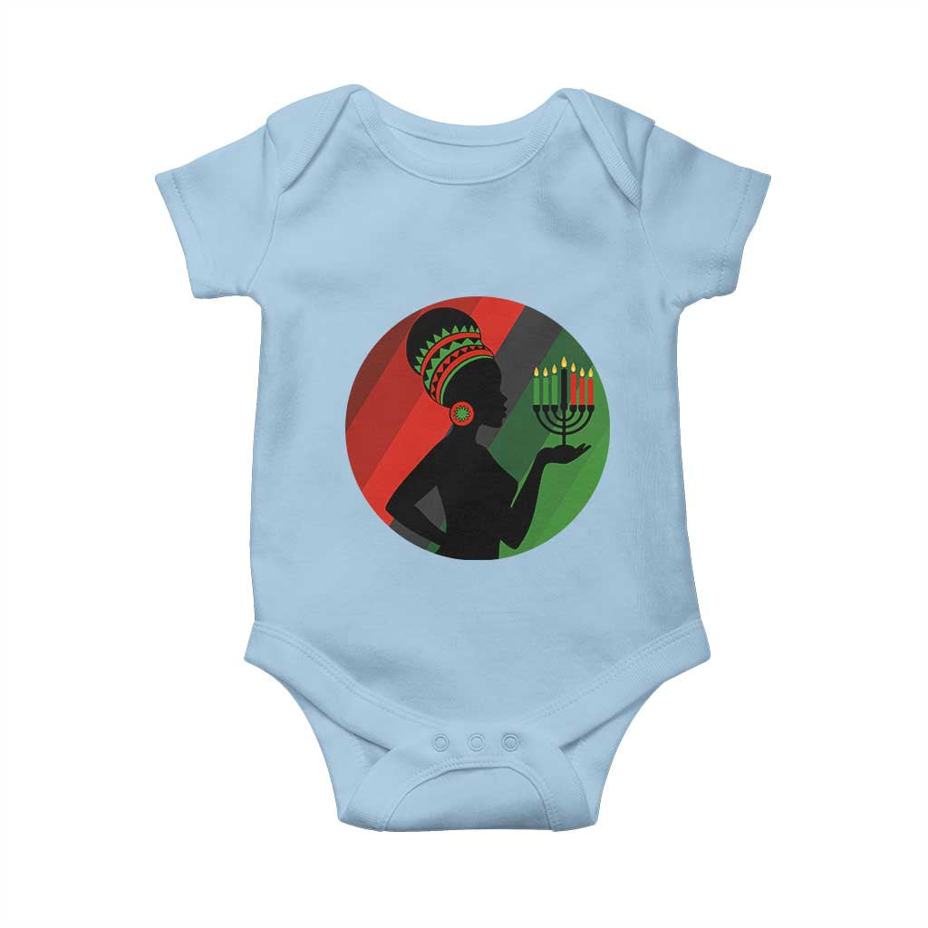 African Woman With Kinara Baby Onesie Happy Kwanzaa Cultural Pride Gift - Wonder Print Shop