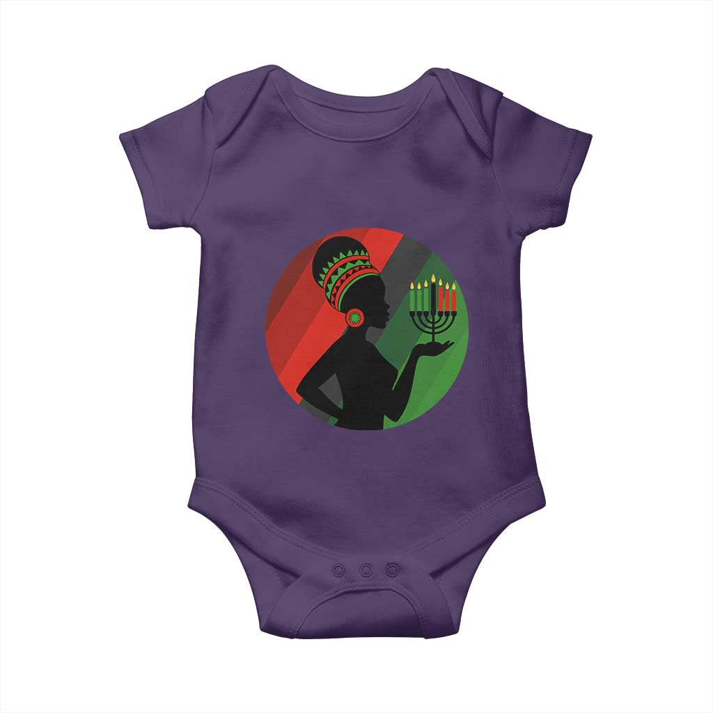 African Woman With Kinara Baby Onesie Happy Kwanzaa Cultural Pride Gift - Wonder Print Shop