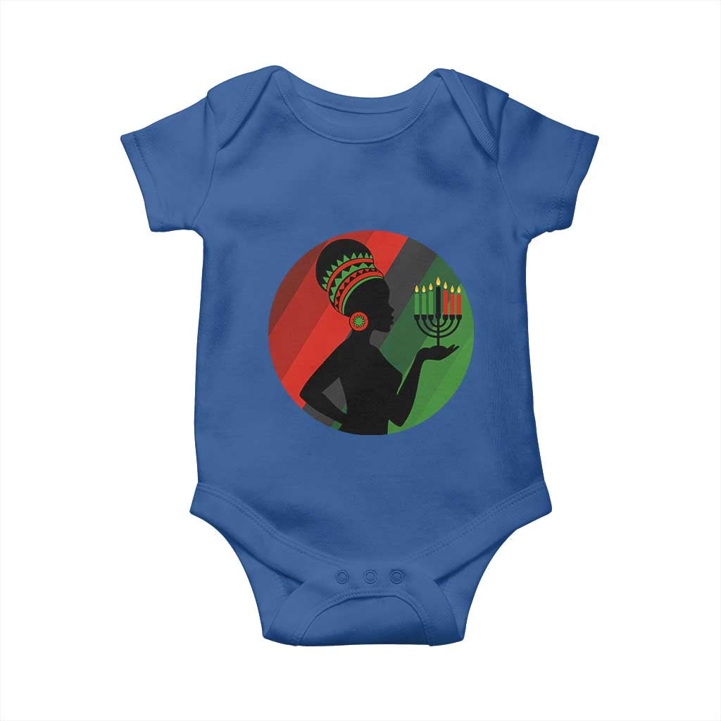 African Woman With Kinara Baby Onesie Happy Kwanzaa Cultural Pride Gift - Wonder Print Shop