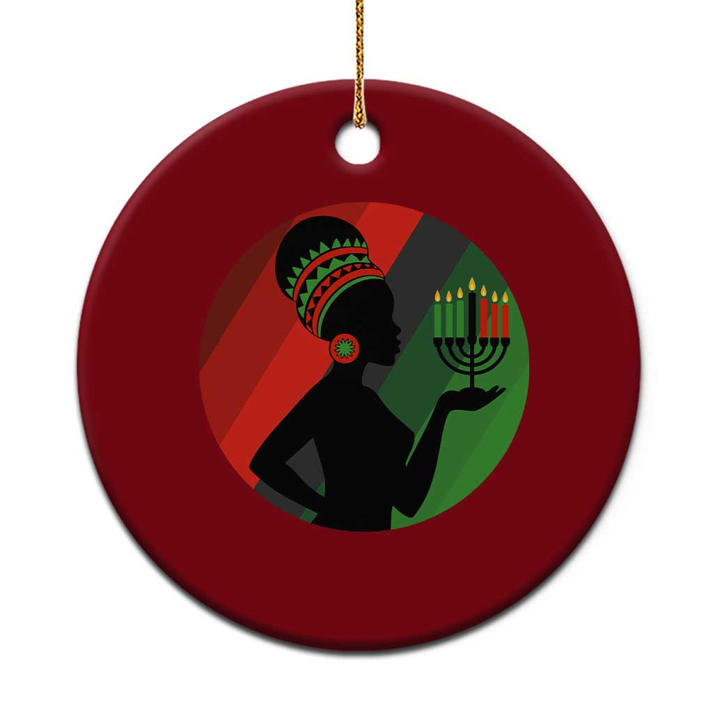 African Woman With Kinara Ceramic Ornament Happy Kwanzaa Cultural Pride Gift - Wonder Print Shop