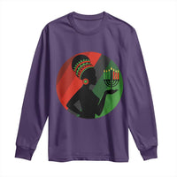 African Woman With Kinara Long Sleeve Shirt Happy Kwanzaa Cultural Pride Gift - Wonder Print Shop