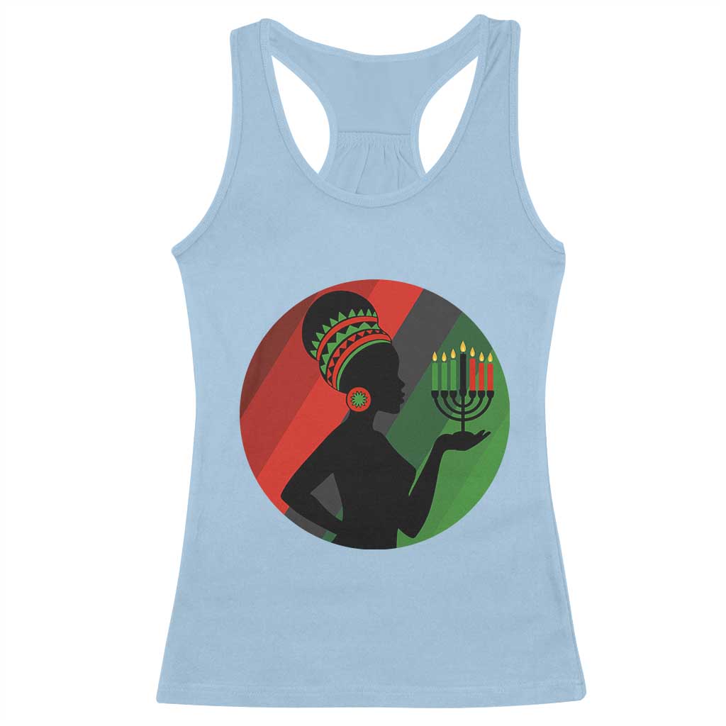 African Woman With Kinara Racerback Tank Top Happy Kwanzaa Cultural Pride Gift - Wonder Print Shop