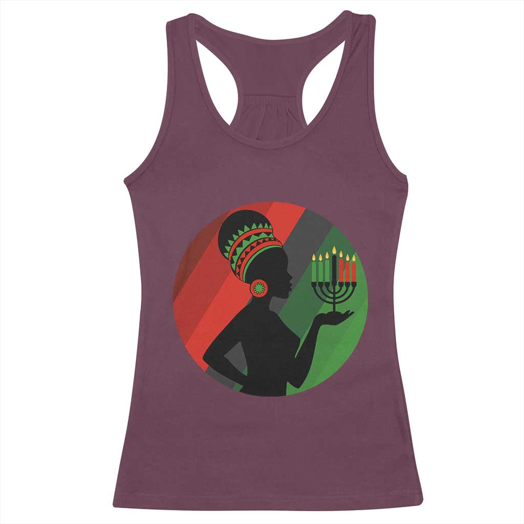 African Woman With Kinara Racerback Tank Top Happy Kwanzaa Cultural Pride Gift - Wonder Print Shop