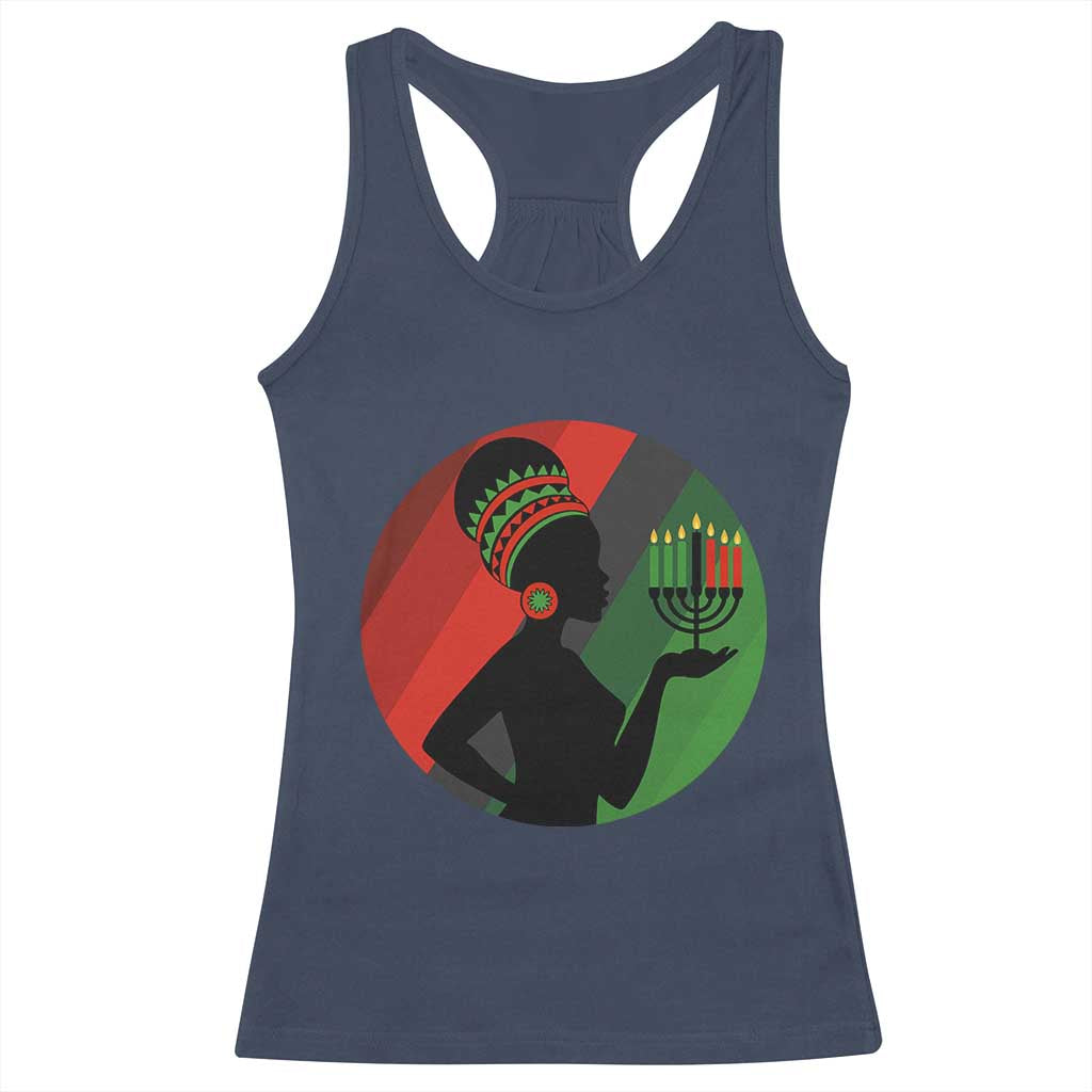 African Woman With Kinara Racerback Tank Top Happy Kwanzaa Cultural Pride Gift - Wonder Print Shop