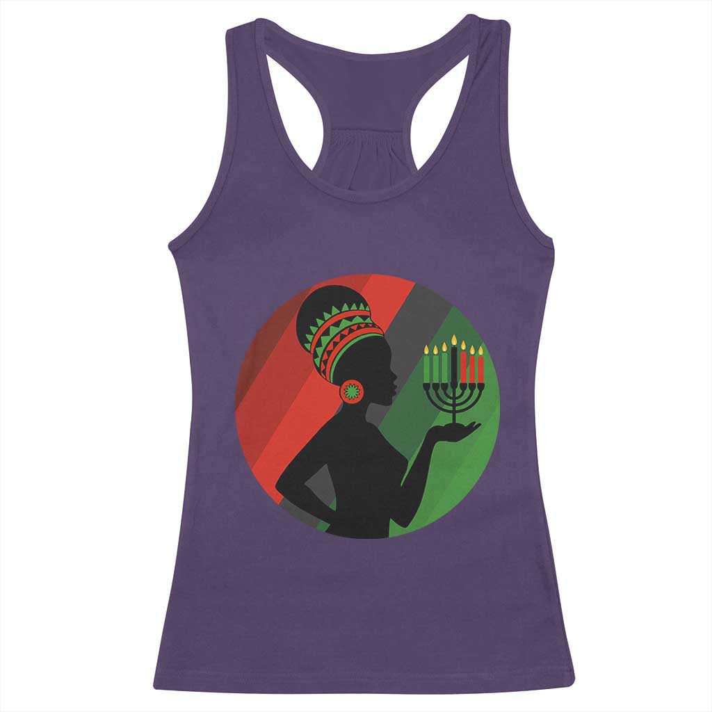 African Woman With Kinara Racerback Tank Top Happy Kwanzaa Cultural Pride Gift - Wonder Print Shop