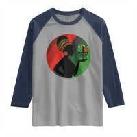 African Woman With Kinara Raglan Shirt Happy Kwanzaa Cultural Pride Gift - Wonder Print Shop