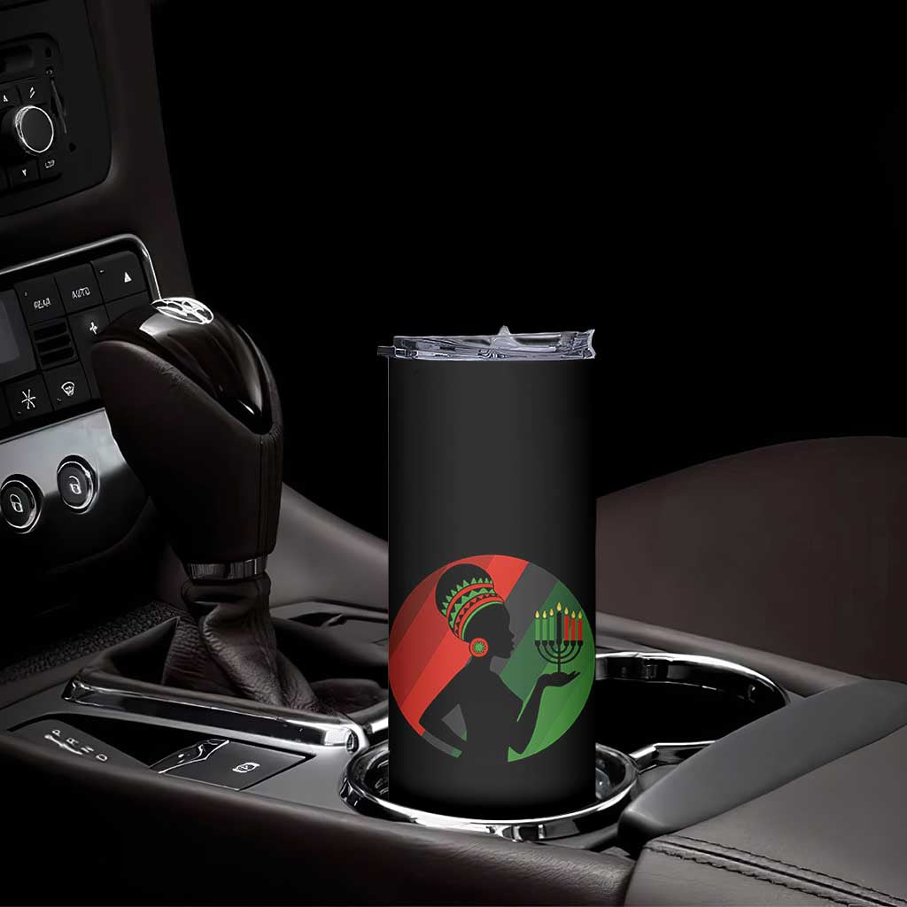 African Woman With Kinara Skinny Tumbler Happy Kwanzaa Cultural Pride Gift - Wonder Print Shop