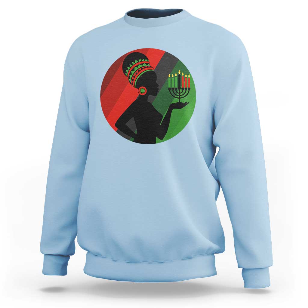 African Woman With Kinara Sweatshirt Happy Kwanzaa Cultural Pride Gift - Wonder Print Shop