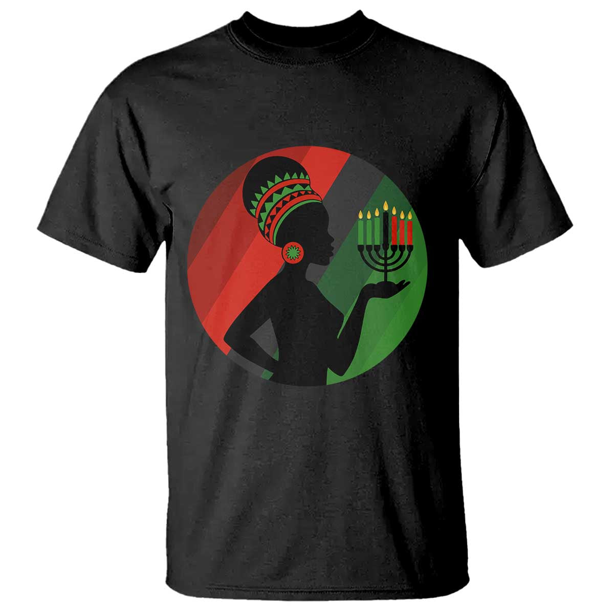 African Woman With Kinara T Shirt Happy Kwanzaa Cultural Pride Gift - Wonder Print Shop