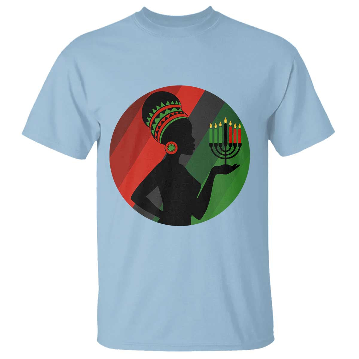 African Woman With Kinara T Shirt Happy Kwanzaa Cultural Pride Gift - Wonder Print Shop