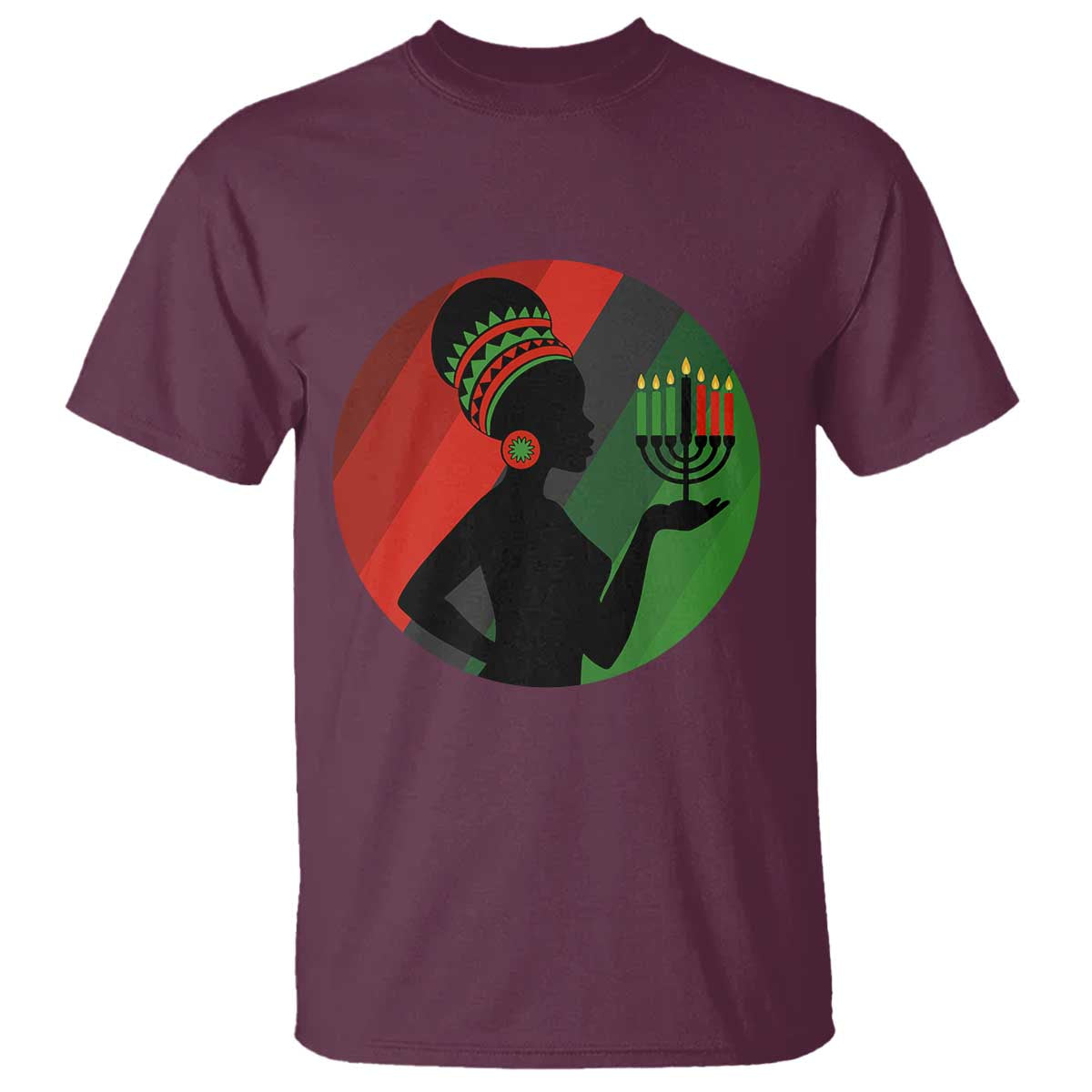 African Woman With Kinara T Shirt Happy Kwanzaa Cultural Pride Gift - Wonder Print Shop