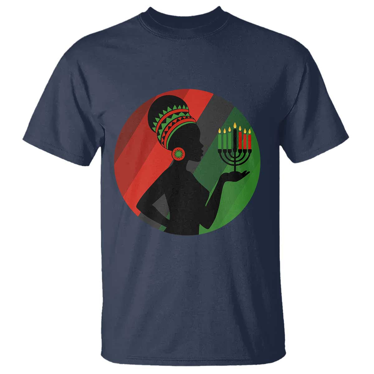 African Woman With Kinara T Shirt Happy Kwanzaa Cultural Pride Gift - Wonder Print Shop