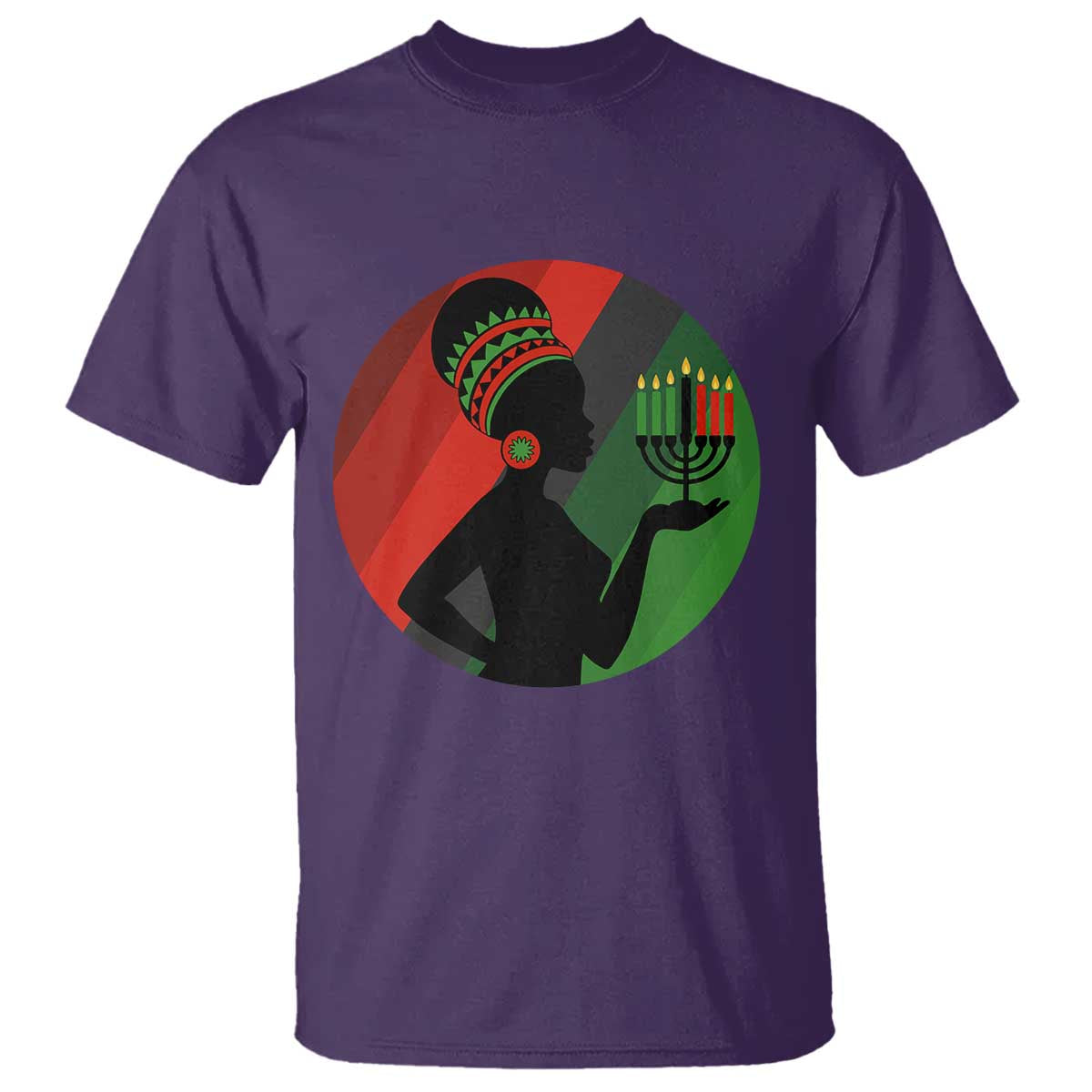 African Woman With Kinara T Shirt Happy Kwanzaa Cultural Pride Gift - Wonder Print Shop