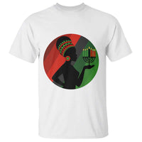 African Woman With Kinara T Shirt Happy Kwanzaa Cultural Pride Gift - Wonder Print Shop