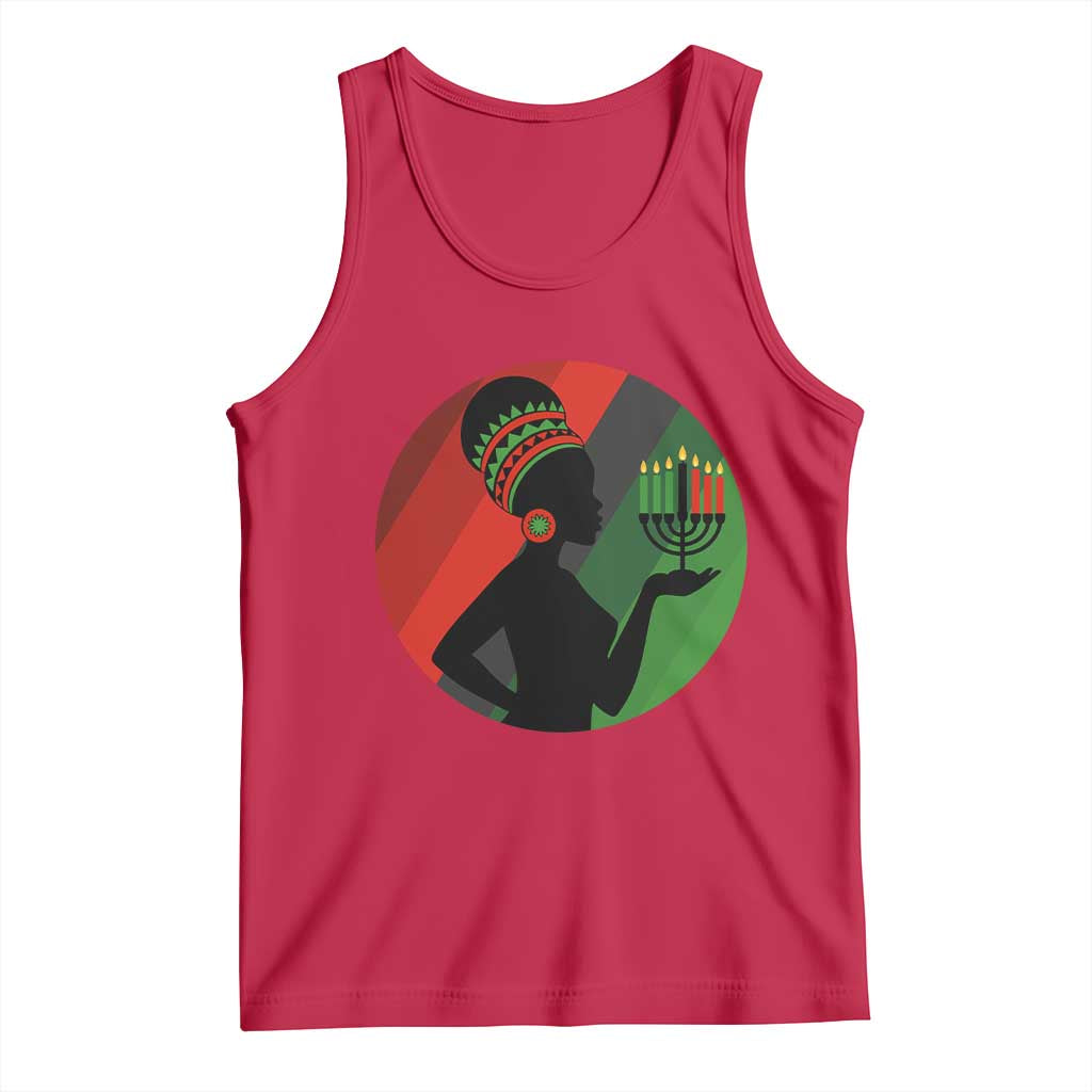 African Woman With Kinara Tank Top Happy Kwanzaa Cultural Pride Gift - Wonder Print Shop