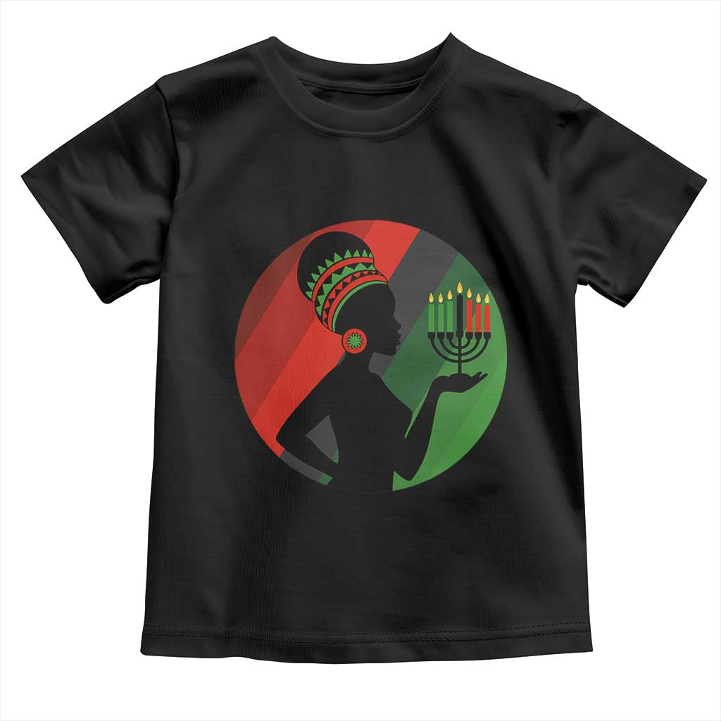 African Woman With Kinara Toddler T Shirt Happy Kwanzaa Cultural Pride Gift - Wonder Print Shop