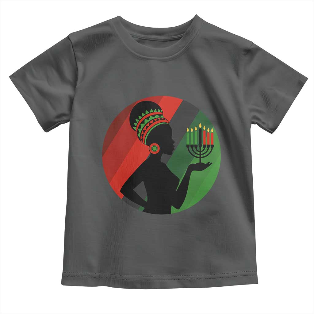 African Woman With Kinara Toddler T Shirt Happy Kwanzaa Cultural Pride Gift - Wonder Print Shop