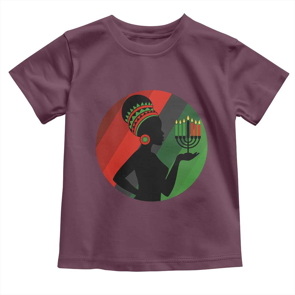 African Woman With Kinara Toddler T Shirt Happy Kwanzaa Cultural Pride Gift - Wonder Print Shop