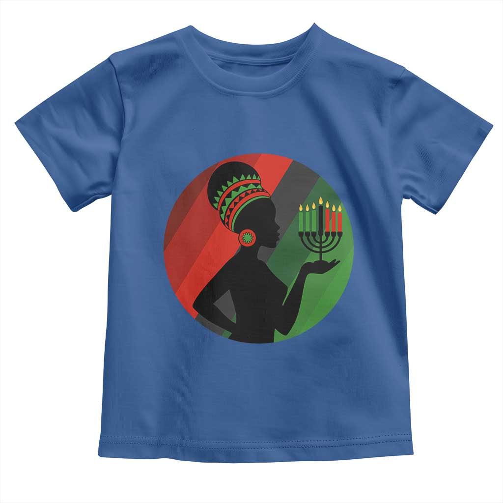 African Woman With Kinara Toddler T Shirt Happy Kwanzaa Cultural Pride Gift - Wonder Print Shop