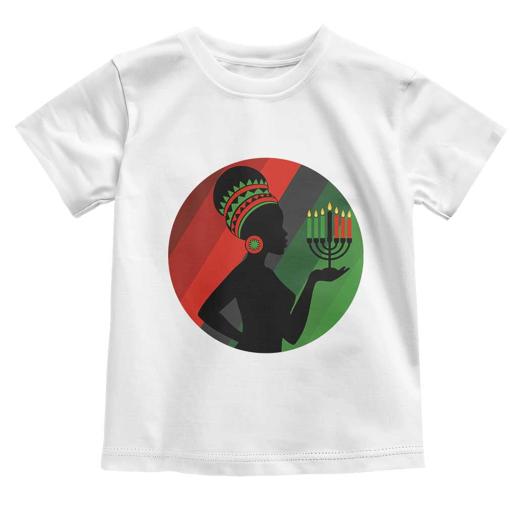 African Woman With Kinara Toddler T Shirt Happy Kwanzaa Cultural Pride Gift - Wonder Print Shop