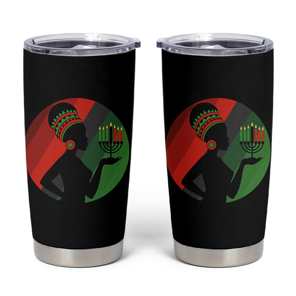 African Woman With Kinara Tumbler Cup Happy Kwanzaa Cultural Pride Gift - Wonder Print Shop