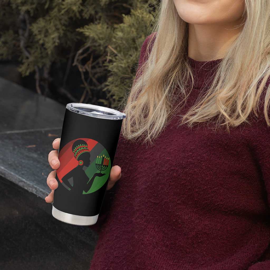 African Woman With Kinara Tumbler Cup Happy Kwanzaa Cultural Pride Gift - Wonder Print Shop