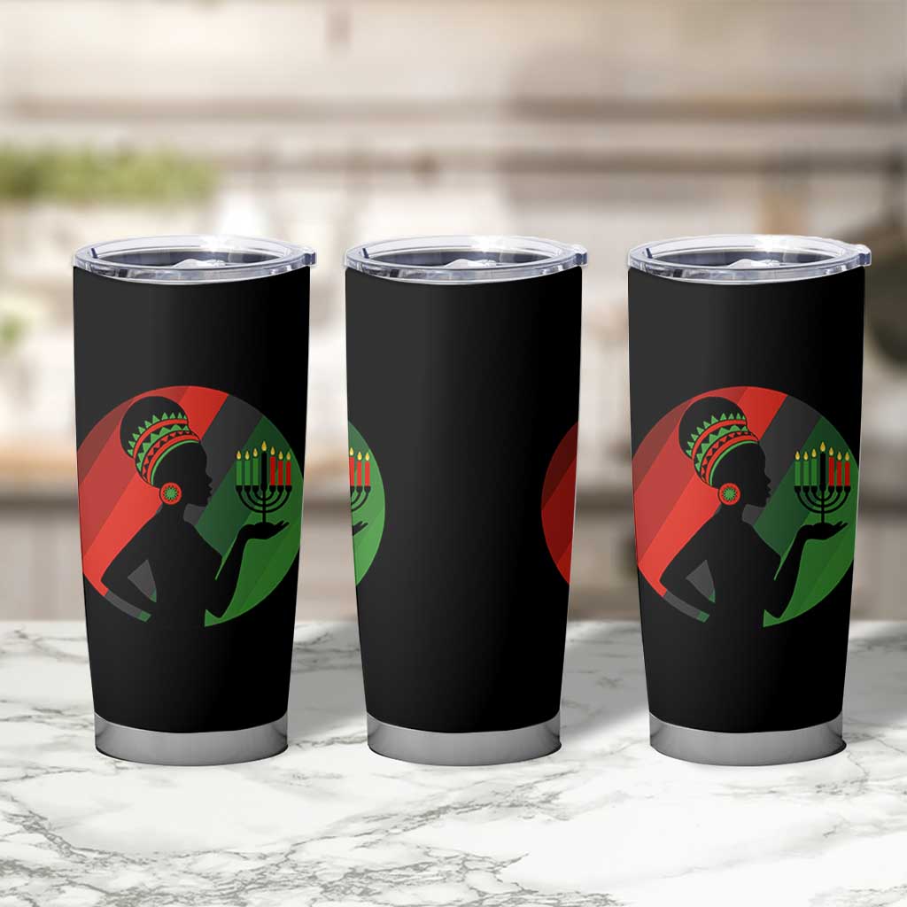 African Woman With Kinara Tumbler Cup Happy Kwanzaa Cultural Pride Gift - Wonder Print Shop