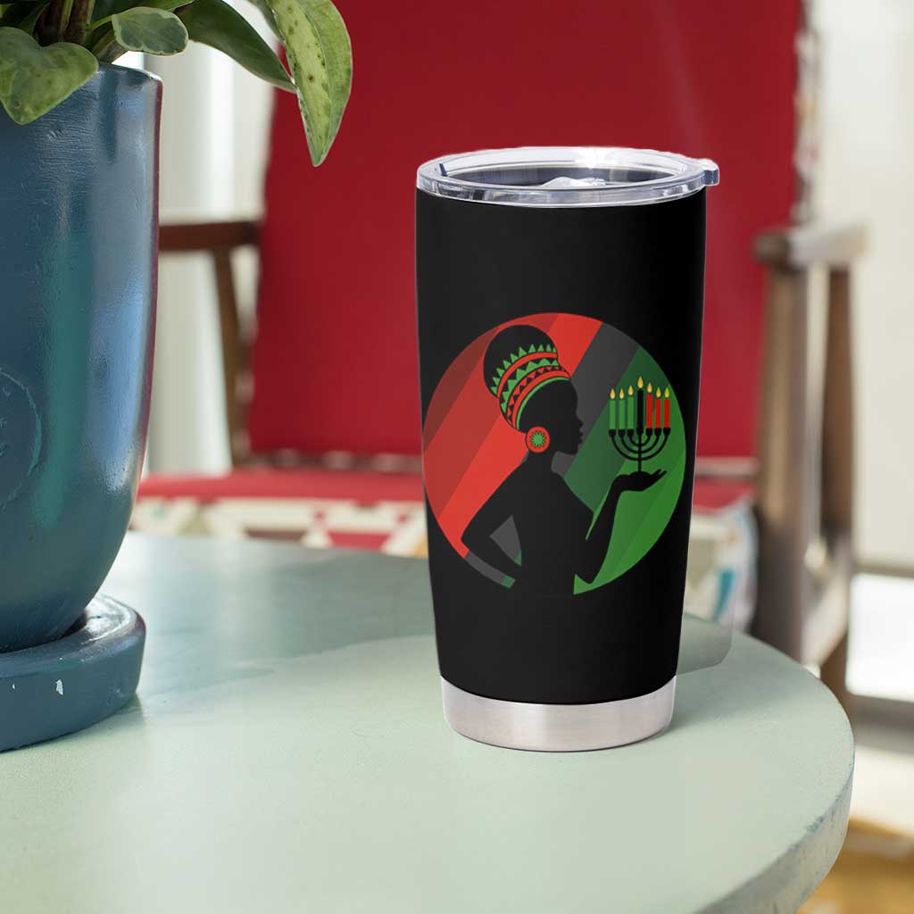 African Woman With Kinara Tumbler Cup Happy Kwanzaa Cultural Pride Gift - Wonder Print Shop