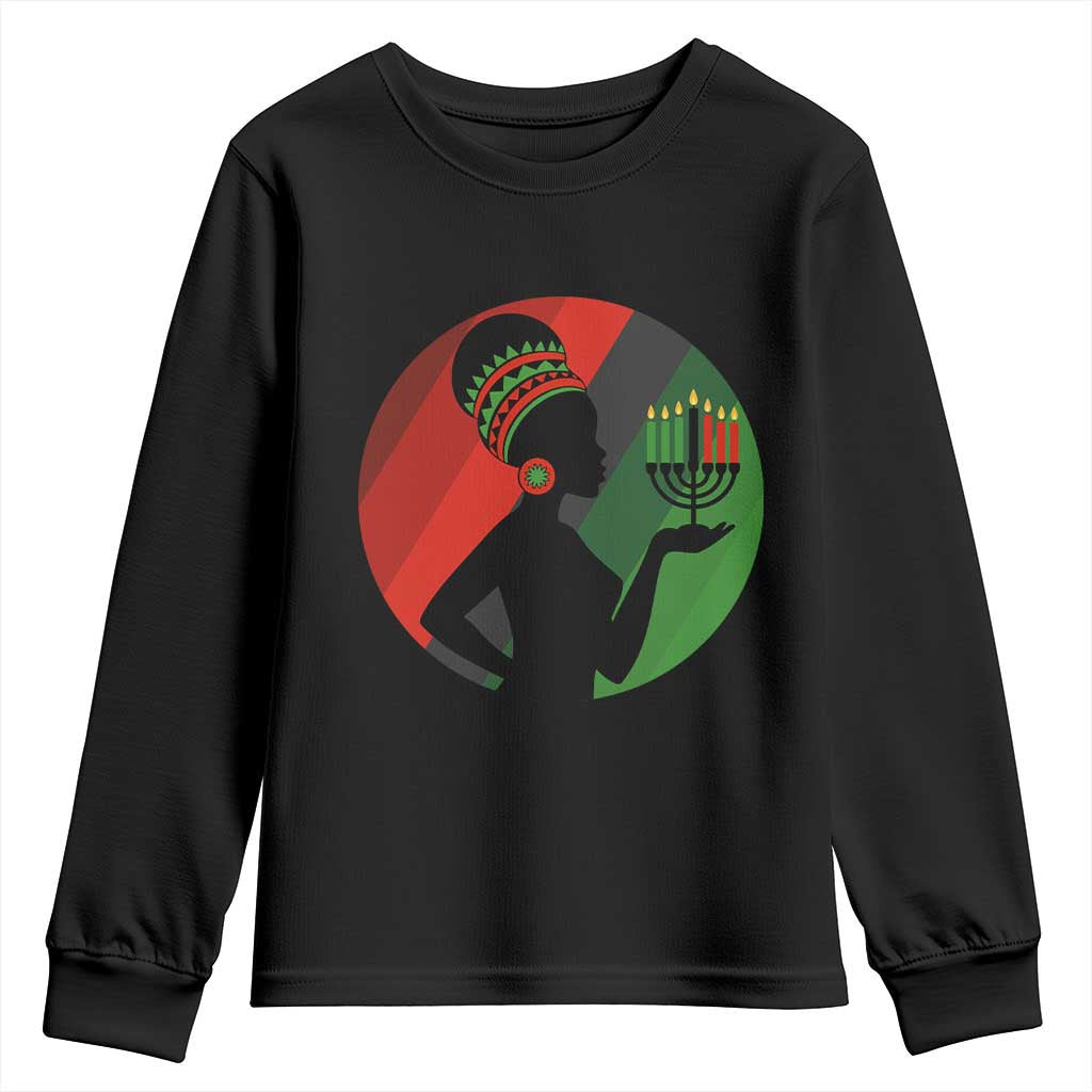 African Woman With Kinara Youth Sweatshirt Happy Kwanzaa Cultural Pride Gift - Wonder Print Shop