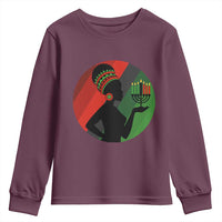 African Woman With Kinara Youth Sweatshirt Happy Kwanzaa Cultural Pride Gift - Wonder Print Shop