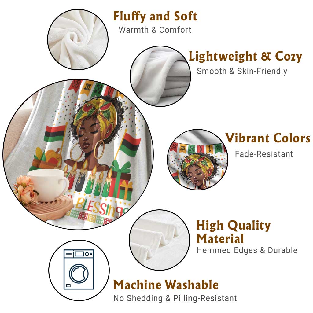 Kwanzaa Blessings African Woman Throw Blanket Umoja Seven Principles Family Gift - Wonder Print Shop