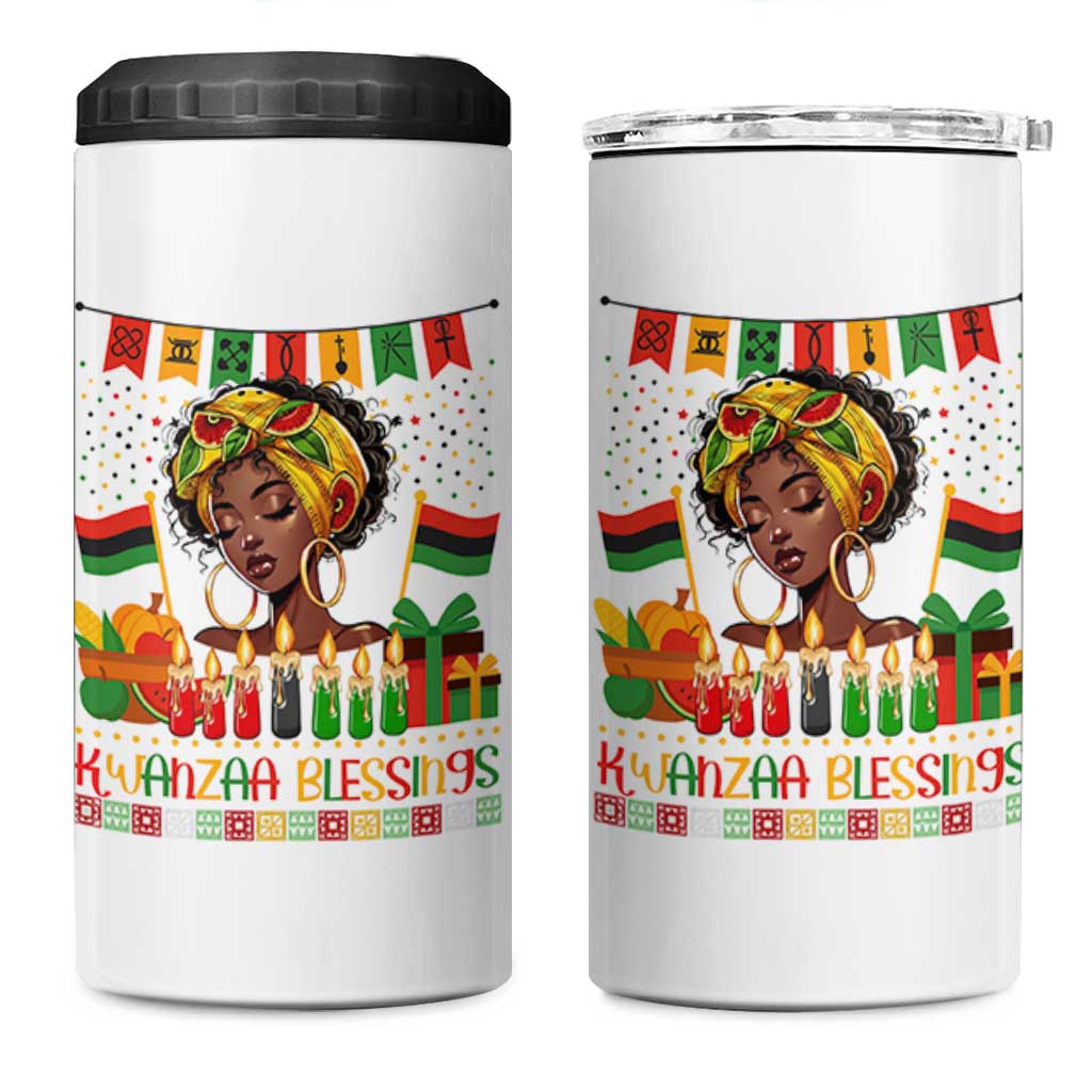 Kwanzaa Blessings African Woman 4 in 1 Can Cooler Tumbler Umoja Seven Principles Family Gift - Wonder Print Shop
